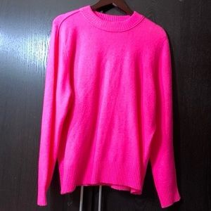 Athleta Transit Crew Sweater S NWT hot pink merino wool